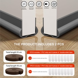 ACEGRE Weather Stripping 36 Inch Grey (2-Pack) - Door Seal Strip for Frame Bottom, Front/Exterior Door Insulation & Soundproofing