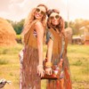 LEACCO Hippie Kostüm Damen Weste 5stk Boho Retro Hippie Kleidung
