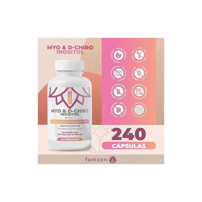 Myo Chiro Inositol 240 Cápsulas Mezcla Balanceada Ratio Suplemento Balanceado