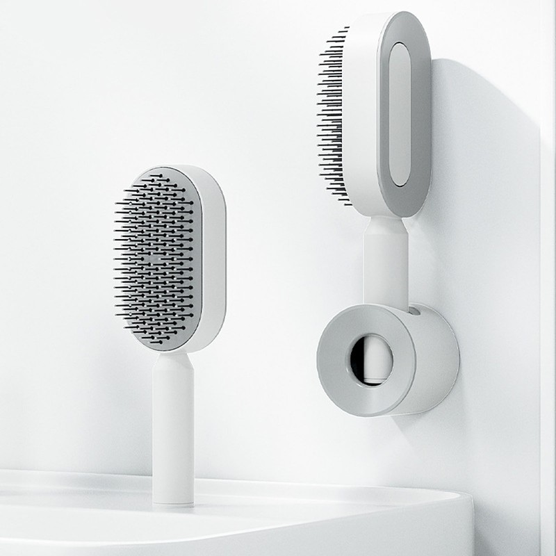 Cushion Hair Brush Self Cleaning Scalp Massage Rounded Comb Teeth