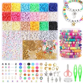 LISAPRO 5000+ Kit para Hacer Pulseras, Cuentas para Pulseras, 18 Colores Kit de Manualidades, Cuentas de Letras y Dijes, para Hacer pulseras y Manualidades, Regalo Creativo Cumpleaños Navidad