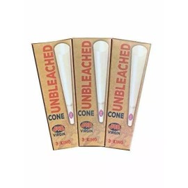 Job Virgin Unbleached Cones Ultra Thin Cones, King Size 3 Packs Total of 9 Cones