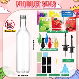 Maxcheck 12 Pcs Plastic Snowcone Syrup Bottles Snow Cone Supplies Empty Plastic Syrup Dispenser with Rainbow Pourer Plastic Long Neck Bottles for Summer Fruit Syrup Party(25 oz)