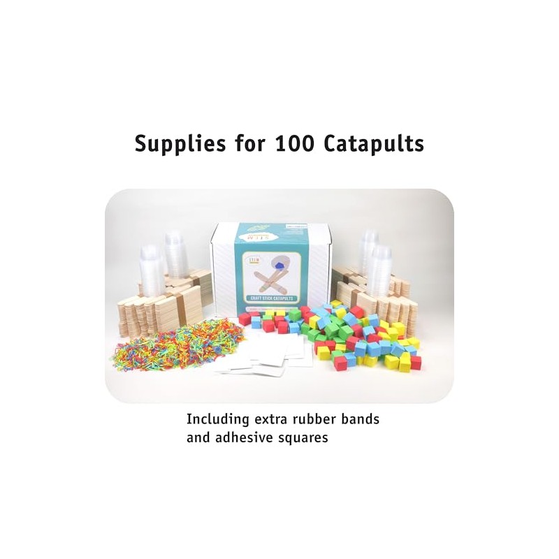 Catapult Kit, 100-Pack – Build 100 Mini Catapults, Complete STEM