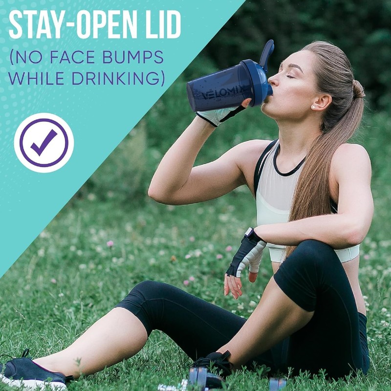 VELOMIX VELOMIX -2 Pack- 20 oz Protein Shaker Bottles for