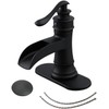 BWE Waterfall Bathroom Faucet Matte Black Bathroom Sink Faucet with