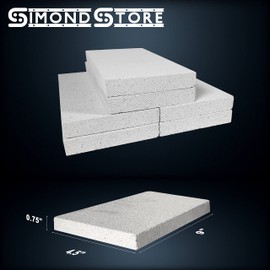 Insulating Fire Bricks for Forge - 0.75" x 4.5" x 9" - 2500F Rated - Pack of 6 - Soft Fire Bricks for Wood Stove, Oven, Fireplace, Fire Pit, Kiln, Clay Firing, Jewelry Soldering, Heat Insulation Block