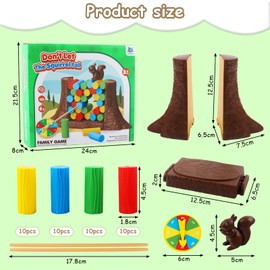 JWTRSVTY Squirrel Pushes Wooden Stakes for Children Board Games, 'Don't Let The Squirrel Fall' Montessori Board Game, Action Game Children with Packaging Box, for Children from 3 Years Educational