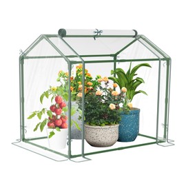 Mini Greenhouse Sturdy Portable Green House with PVC Cover and Roll-Up Zipper Door, 33.5”Lx23.2”Wx32.5”H Indoor or Outdoor Transparent Greenhouse Tent for Plants, Seedlings, Herbs, or Flowers