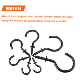 HELIFOUNER 120 Pieces 1/2 inch Cup Screw Hooks, Screw-in Hooks, Ceiling Hooks, Self-Tapping Screws Hooks, Hanging Hooks, Screw Hooks, Black