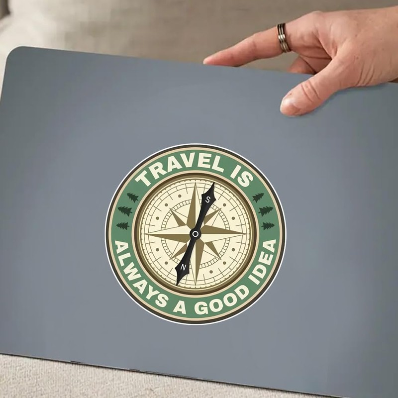2 x 12 cm Compass Vinyl Stickers, Waterproof, Decorative for