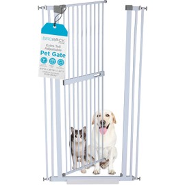 BIRDROCK HOME Extra Tall Pet Gate for Doorways | 60in Tall Cat or Dog Indoor Gate | Adjustable 31in-36in Width | Auto Close | Includes Protective Wall Cups - White