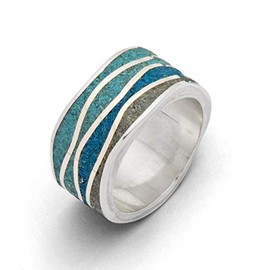 DUR Jewellery: Ring Sea Blue with Blue and Grey Stone Sand R5106, Silver, No Gemstone