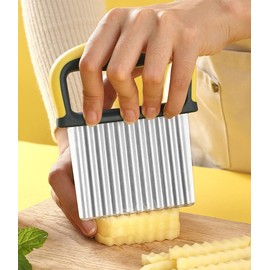 HTBMALL Crinkle Potato Cutter, Wavy Chopper Knife, Upgraded Stainless Steel Blade, Safe Kitchen Tools with a shell Wavy Slicer for Fruit, Vegetable, Carrot, Potato