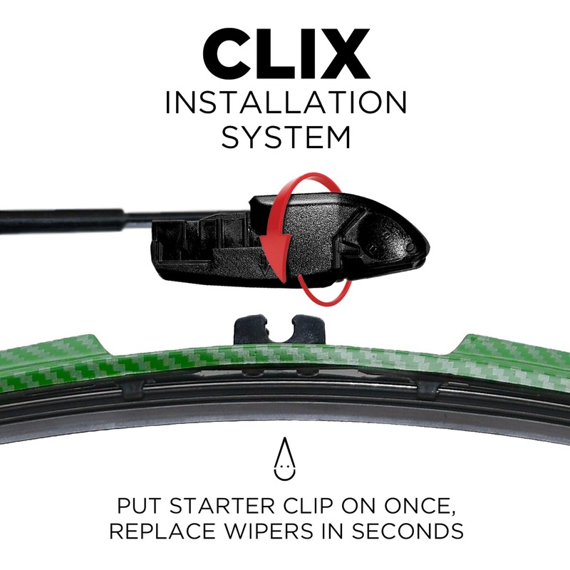 Clix Wipers For Ford Bronco (18"/18") Green Windshield Wiper Blades,