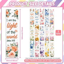 Peacoblue 30pcs UV DTF Bookmarks Wraps Stickers Christianity Bible and Scripture for Women Men Reading, Waterproof Bookmarkers Decal(No Blank Bookmarks) for Acrylic Plastic Metal Blank Bookmark