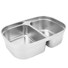 Linkidea 304 Stainless Steel Electric Lunch Box Inner Container, 2 Compartments Removable Reusable Tray, 1.2L Food Replace Container Compatible with 1.5L SOHIDA Electric Lunch Box (Silver)