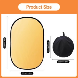 5 In1 Reflector, Aufheller Fotografie 60cm X 90cm, Ovaler Faltreflektor mit Tragetasche, Diffusor Fotografie, Reflector Photography, Reflektor Lichtdiffusorplatte Klar/Silber/Gold/Weiß/Schwarz
