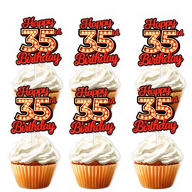 S-RedLig-35 Ice Cream Fruit Dessert Cupcake Topper Colorful Glitter Happy Birthday Sensory Pop Game Theme Decor Supplies Baby Shower Boys Girls Birthday Party Decorations