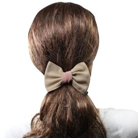 Feminine Modish "Made With Love" Bow Hair Clip - Beige