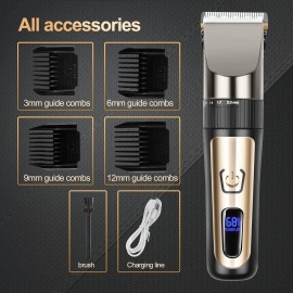 LVAINIT Hair Clippers for Men, Cordless LCD Rechargeable Trimmer Beard Black