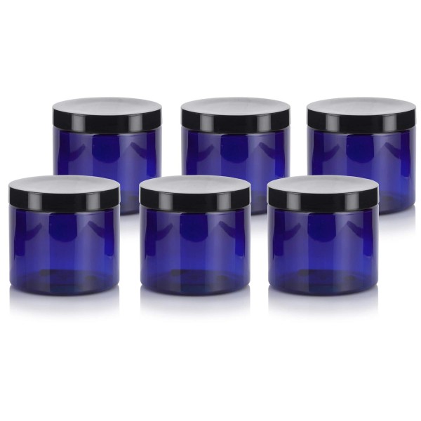 Juvitus 16 oz Cobalt Blue PET Plastic Refillable Jar with