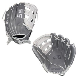 SSK FP5 Fastpitch Softball Glove – Infield - Outfield - Pitcher – 11.5”-11.75”-12”-12.25”-12.5”-12.75”-13”– Right & Left Hand Throw (Grey/White - H Web, 12" - Left Hand Throw)