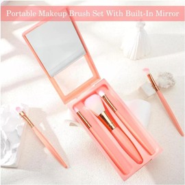 dannad beauty Juego de Brochas de Maquillaje Profesionales Sintéticas de Alta Calidad para Rostro, Ojos y Rubor (rosa, 5)