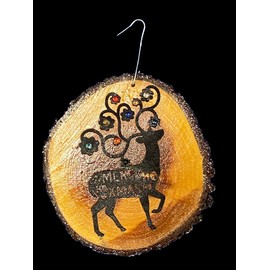 Handmade Rustic Wood Christmas Ornament with Laser Burned Design and Acrylic Finish 3.5" Nice Rack