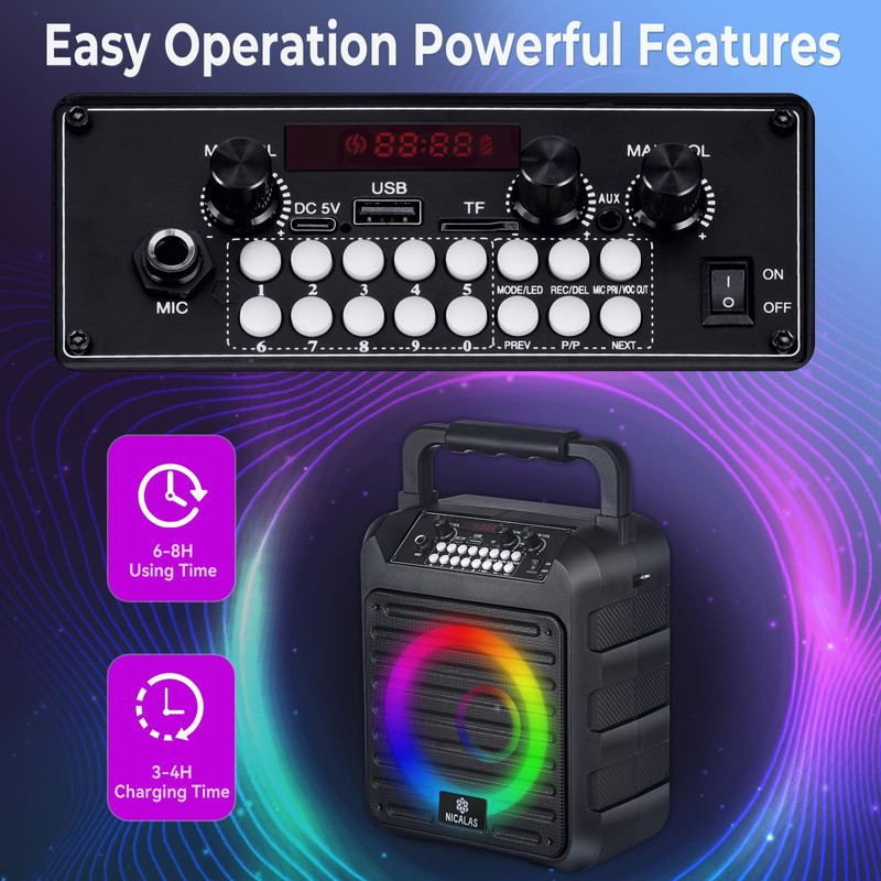 Portable Karaoke Machine for Adults with Display and Controls