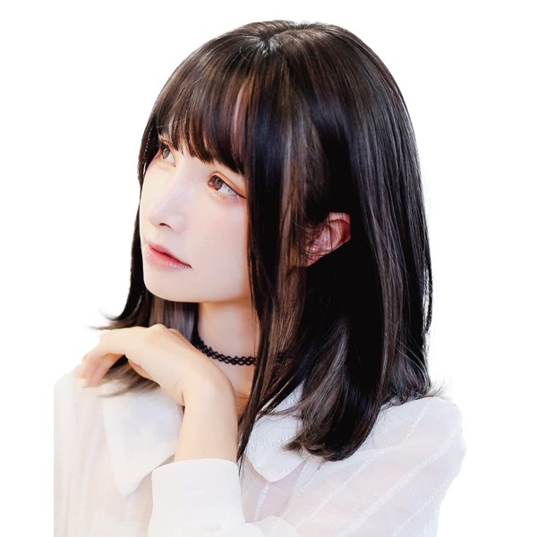 TefuRe HA-6131-BkGy Inner Color Wig, Bob, Semi-Long, Medium, Inner, Lightly