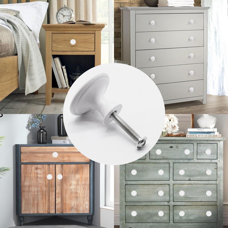 SWZHAI 16 Pcs White Cabinet Knobs, Round Dresser Knob Kitchen