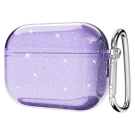Svanove for Airpods Pro 2nd Generation Case Clear Glitter (USB-C 2023/2022/2019), Cute Sparkle Bling Shiny Sparkly Transparent Airpods Pro 2 Case Cover, Soft TPU Airpods Case for Women, Light Purple