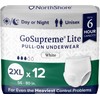 NorthShore GoSupreme Lite Incontinence Underwear, 6-Hour Pullup Style, 2X-Large, 12