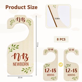 Oslynia 8 Pcs Baby Closet Dividers, Double-Sided Wooden Hangers for Newborn Closet Organizer, Baby Clothes Hangers for Infant Clothes Organizer from Newborn to 24 Months Nursery Decor