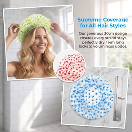 Shower Caps for Women Waterproof Shower Caps Reusable Elastic Hair Bathing Caps for Women Spa Salon Pack of 4