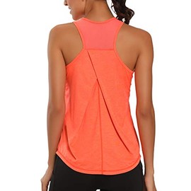 Aeuui Womens Workout Tops for Women Racerback Tank Tops Mesh Yoga Shirts Athletic Running Tank Tops Sleeveless Gym Clothes Orange