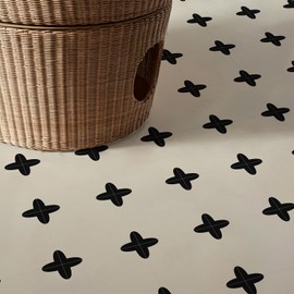 Alwayspon 12 Pcs Milk White Black Vinyl Floor Tiles Kitchen Living Room Bathroom Floor Tiles 30cm x 30cm PVC Floor Tiles