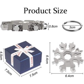 Snowflake Tool, 18 in 1 Stainless Steel Multitool Snowflake Portable Steel Multi-Tool with Keychain for Outdoor Camping Adventure, Christmas Gadgets & Brithday Gifts for Men, Silver