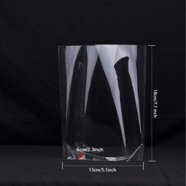 50PCS Clear Cellophane Treat Bags, AUERVO 13 x 18 cm Clear Resealable Flat Cello Bags Sweet Party Gift Bags Candy/Cookie/Chokley/with 50PCS Red Pull Bows