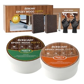 Boncart Epoxy Wood Putty, High Strength Filler Putty, Stainable 2-Part Epoxy Filler, 21.16 oz Structural Wood Repair Kit, Wooden Furniture Repair Kit for Damages (Dark Brown)