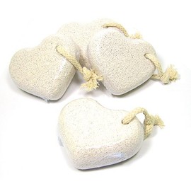 Natur Bimsstein Herzen mit Kordel im Set Fußpflege Pediküre Hornhaut (4er-Set)