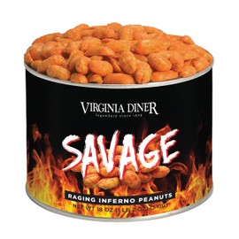 Virginia Diner Savage Flaming Hot Spicy Natural Virginia Peanuts Blister Roasted Gourmet Snack Tin 18 oz (Pack of 1)