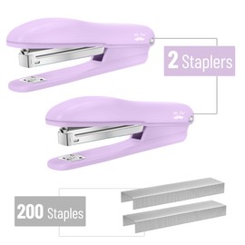 Mr. Pen- Staplers 2 Pack with 200 Staples, 20 Sheet Capacity, Purple Office Stapler for Desk and Classroom