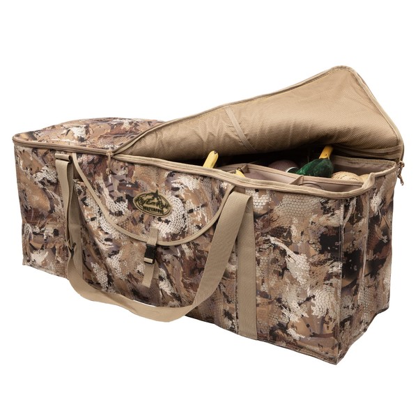 Rig'Em Right Waterfowl 12-Slot Deluxe Duck Decoy Slotted Hunting Bag with Padded Protection and Bottom Drains (Optifade Marsh)