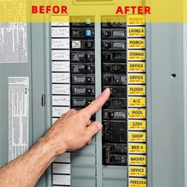 EWFdcvkg Circuit Breaker Labels, Conspicuous Identification Weatherproof Fuse Box Stickers for Home Office Switch Panels (Yellow) Pack of 5
