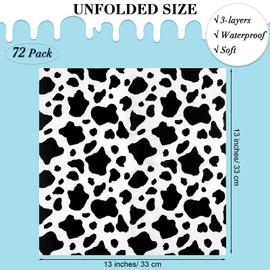 durony Paquete de 100 servilletas de fiesta de vaca, servilletas de tela con estampado de vaca, servilletas de 3 capas de animales de granja, servilletas para fiesta de cumpleaños, vajilla de cena