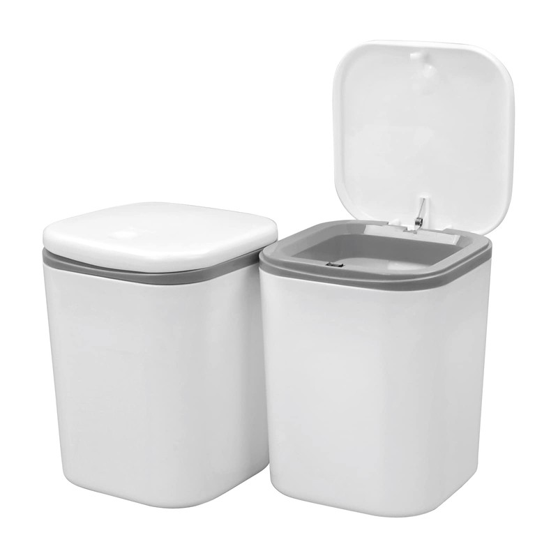 Dynko 2-pack Plastic Desktop Garbage Bin, Mini Trash Can (White)