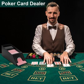 Ulsam Blackjack Shoe Collection Playing Card Dispenser, 4 Deck Size Casino Grade Card Dealer, Card Shoe for Standard Size Poker Deck Gambling Games Accessories, Blackjack Shoe and Discard Tray (Black)