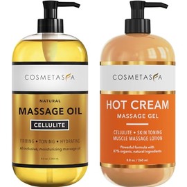 Aceite de masaje de celulitis y crema caliente, tratamiento natural de celulitis con gel y aceite, firme, tonifica, aprieta e hidrata la piel, alivio 